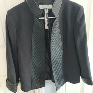 Tahari Black Classic Open Front Blazer 4P
